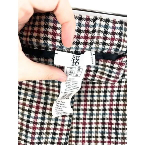 Sfizio Houndstooth Embroidered Eyelet Hem Wide Leg Pants Work Trousers 4 - Picture 9 of 16